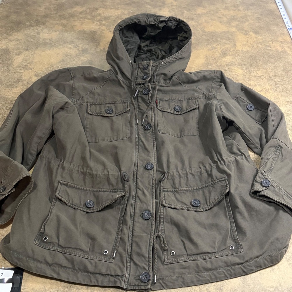 Levi Strauss Field Jacket Womens 2X Olive Green Lightweight Military Field